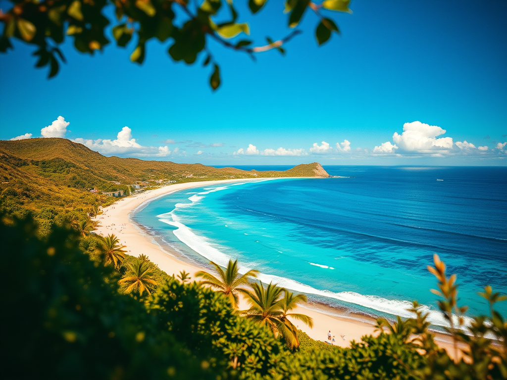 Turquoise ocean and coastline in Barbados