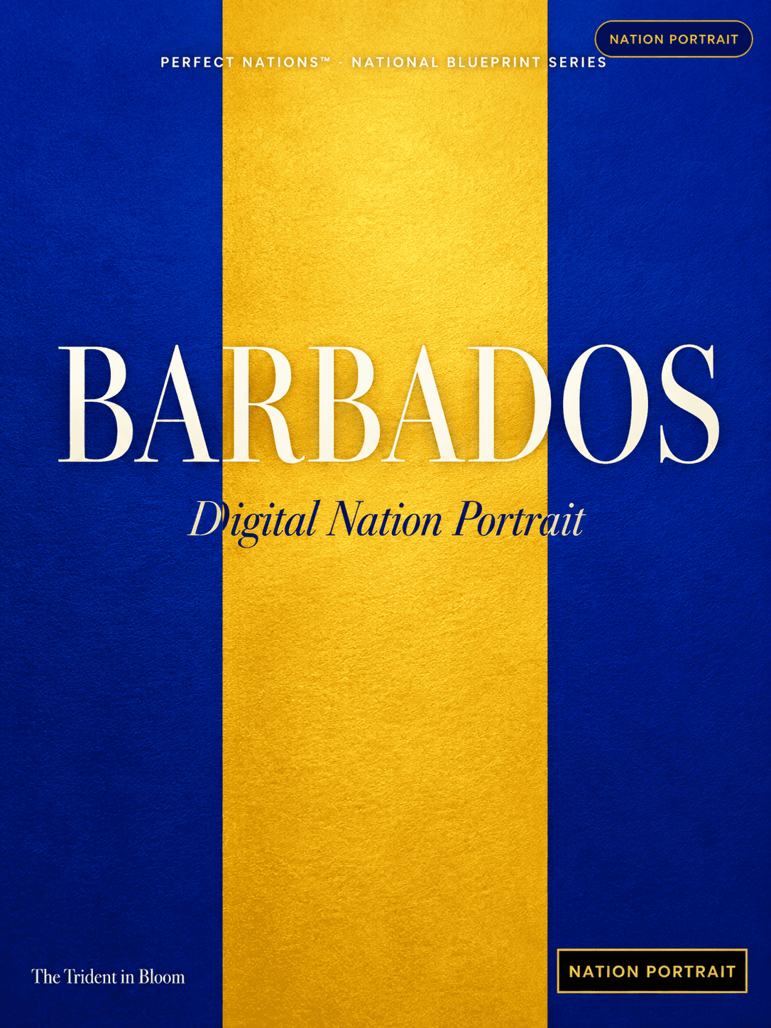 National portrait of Barbados with blue and yellow colors, digital design.
